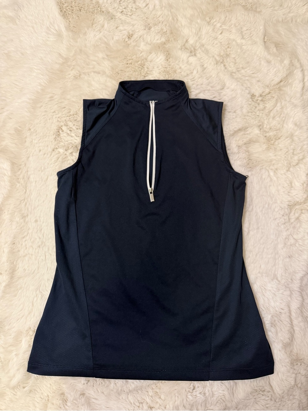 Women’s Sleeveless Navy Zip-Front Tank Top